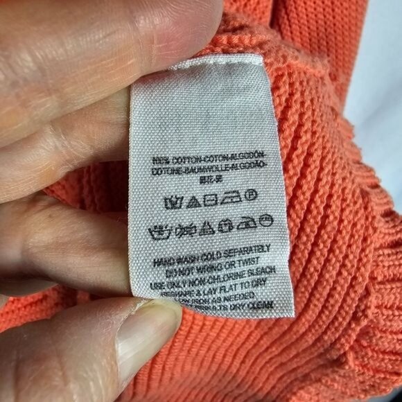 Free People La Brea V-Neck Sweater S Orange Oversized Reverse Seam Asymmetrical - Picture 8 of 12